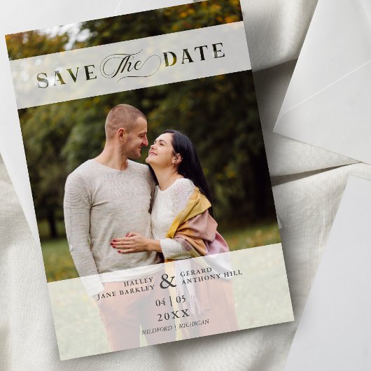 Save The Date Transparency Cut Paper Effect Photo Script Wedding