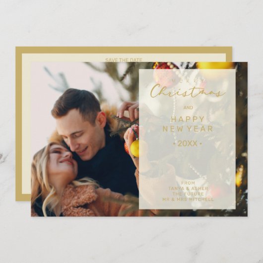Save The Date Transparency Overlay Photo Merry Xmas (Devant / Derrière)