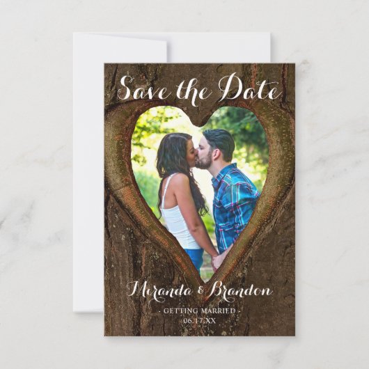 Save The Date Tree Heart Photo Mariage rustique Enregistrer la c (Devant)