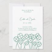 Save The Date Trèfle Chanceux Émeraude Vert Mariage Moderne (Dos)