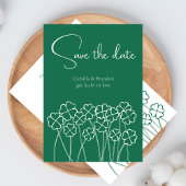 Save The Date Trèfle Chanceux Émeraude Vert Mariage Moderne
