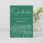 Save The Date Trèfle Chanceux Émeraude Verte Photo Enregistrer L (Debout devant)