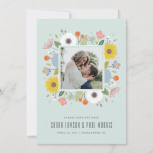 Save The Date Trellis Flower Frame Enregistrer la date - Vert Me