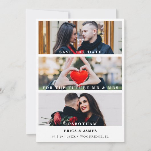 Save The Date Trendsetting Minimalist Collage of 3 Modern Photos (Devant)