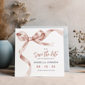 Save The Date Trendy Beige Bow Graduation