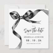Save The Date Trendy Black Bow Graduation (Devant)