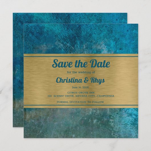 Save The Date Trendy en bleu Enregistrer la date (Devant / Derrière)