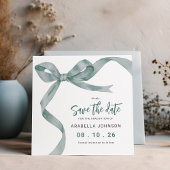 Save The Date Trendy Green Bow Graduation