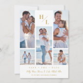 Save The Date Trendy Initials Original Collage Wedding 5 Photos (Devant)