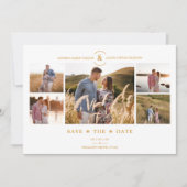 Save The Date Trendy Minimal Navy/White 5 Multi Photos Collage (Devant)