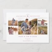 Save The Date Trendy Minimal Pink/White 5 Multi Photos Collage (Devant)