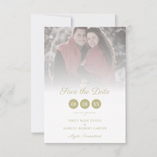 Save The Date Trendy Transparency Effect Elegant Photo Wedding (Devant)