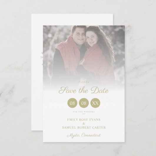 Save The Date Trendy Transparency Effect Elegant Photo Wedding (Devant / Derrière)