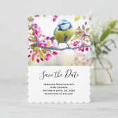 Save The Date Très jolie photo d'oiseau bleu et jaune sur une br (Debout devant)