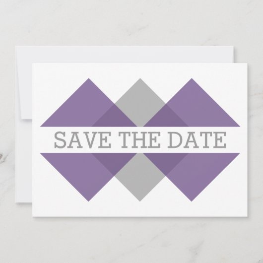 Save The Date Triade géométrique gris violet Enregistrer l'Invit (Devant)