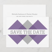 Save The Date Triade géométrique gris violet Enregistrer l'Invit (Devant / Derrière)
