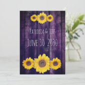 Save The Date trio de tournesol en faux bois violet -enregistrer (Debout devant)