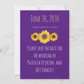 Save The Date trio de tournesol en faux bois violet -enregistrer (Dos)