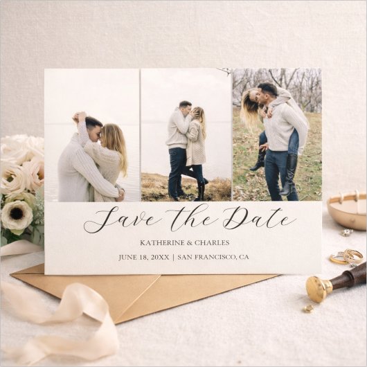 Save The Date Trio Élégant | Multi Photo