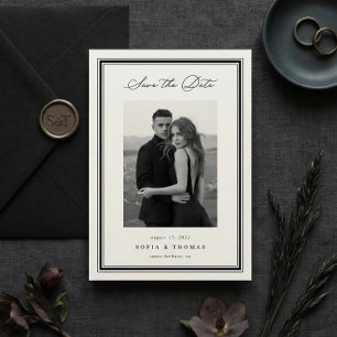 Save The Date Triple Border Simple Élégant Photo Mariage