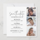 Save The Date Triple Celebration 3 Photo Graduation (Devant)