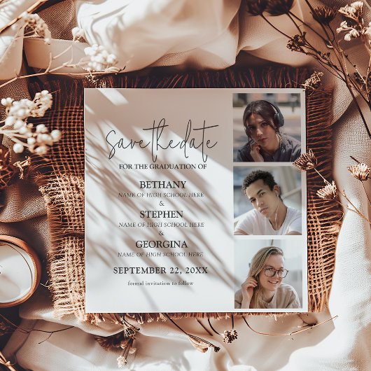 Save The Date Triple Celebration 3 Photo Graduation