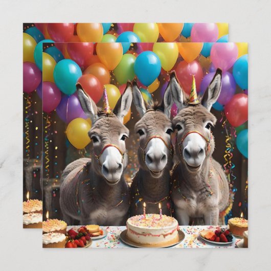 Save The Date Triple the Joy : Un âne triplé l'anniversaire de B (Devant / Derrière)