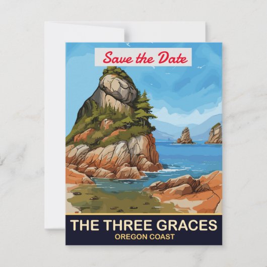 Save The Date Trois Grâces, côte de l'Oregon,  (Devant)