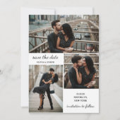 Save The Date Trois Photo et Écriture Moderne Mariage (Devant)