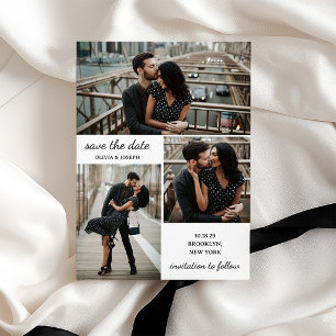 Save The Date Trois Photo et Écriture Moderne Mariage