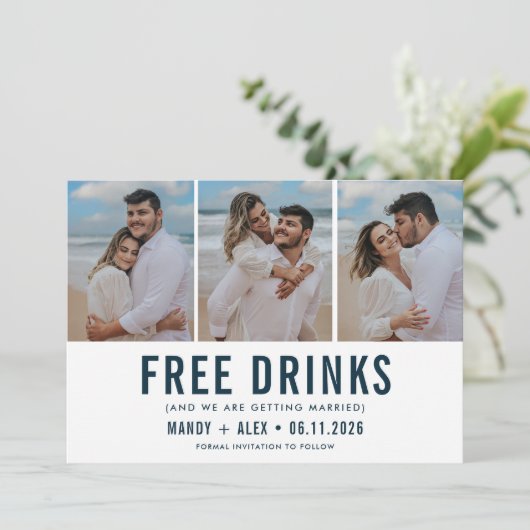 Save The Date Trois photo Plage mariage amusant Enregistrer la d (Debout devant)