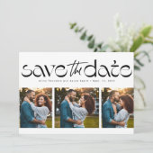 Save The Date Trois photo simple moderne tendance noir blanc (Debout devant)