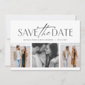 Save The Date Trois photo simple style noir blanc (Devant)