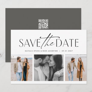Save The Date Trois photos simple style noir blanc