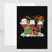 Save The Date Trois Verre De Vin Rouge Drôle Boisson De Noël (Devant / Derrière)