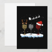 Save The Date Trois Verre De Vin Rouge Xmas Nurse Buffalo Plaid  (Devant / Derrière)