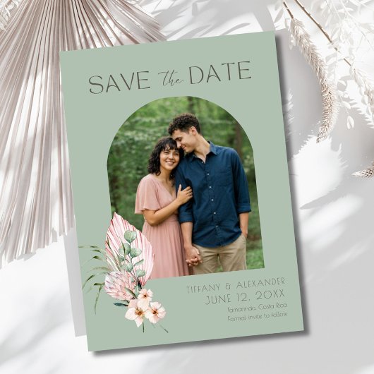 Save The Date Tropical Beach Arch Photo Destination Wedding 
