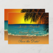 Save The Date Tropical Beach at Sunset Wedding Enregistrer la da (Devant / Derrière)