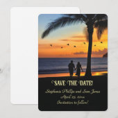 Save the Date Tropical Beach Couple Kaart (Voorkant / Achterkant)