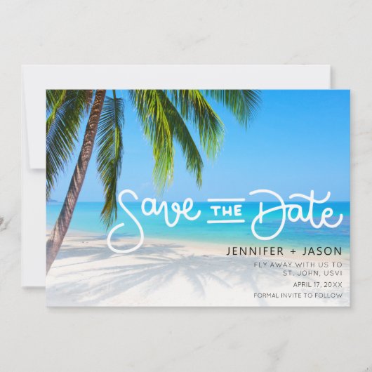 Save The Date Tropical Beach Destination Wedding Enregistrer la (Devant)