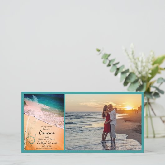 Save The Date Tropical Beach Destination Wedding Enregistrer la (Debout devant)