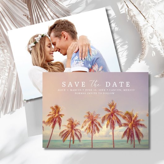 Save The Date Tropical Beach Destination Wedding Photo