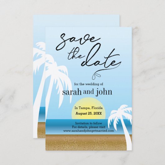 Save The Date Tropical Beach Enregistrer La Date (Devant / Derrière)