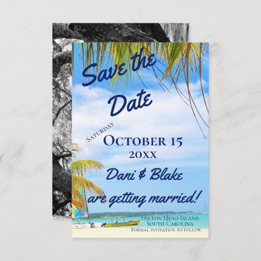 Save The Date Tropical Beach Enregistrer La Date (Devant / Derrière)