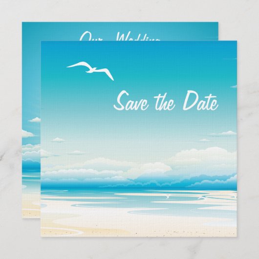 Save The Date Tropical Beach Enregistrer la date Mariage Invitat (Devant / Derrière)