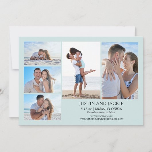 Save The Date Tropical Blue 5 Photo Mariage Date de sauvegarde   (Devant)