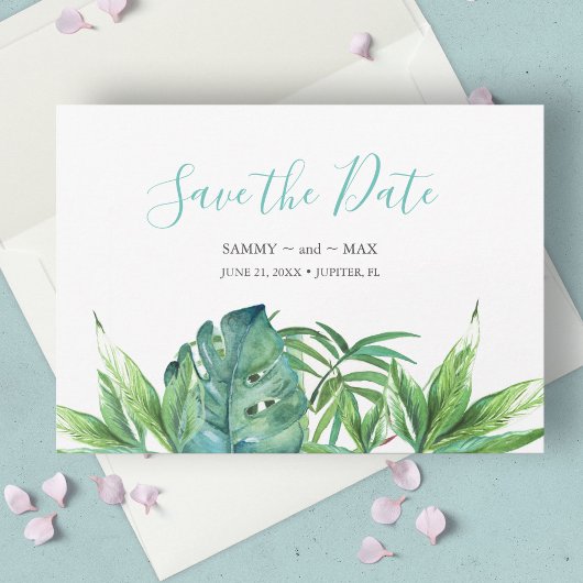 Save The Date Tropical Chic Aquarelle Verdure Enregistrer la Dat