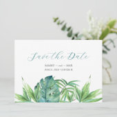 Save The Date Tropical Chic Aquarelle Verdure Enregistrer la Dat (Debout devant)