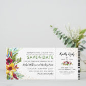 Save the Date Tropical Floral Boarding Pass (Debout devant)