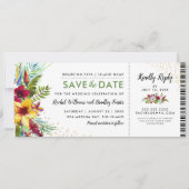 Save the Date Tropical Floral Boarding Pass (Devant)